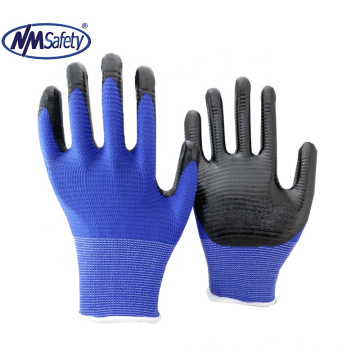 NMSAFETY  13 gauge polyester liner black nitrile gloves industrial work gloves